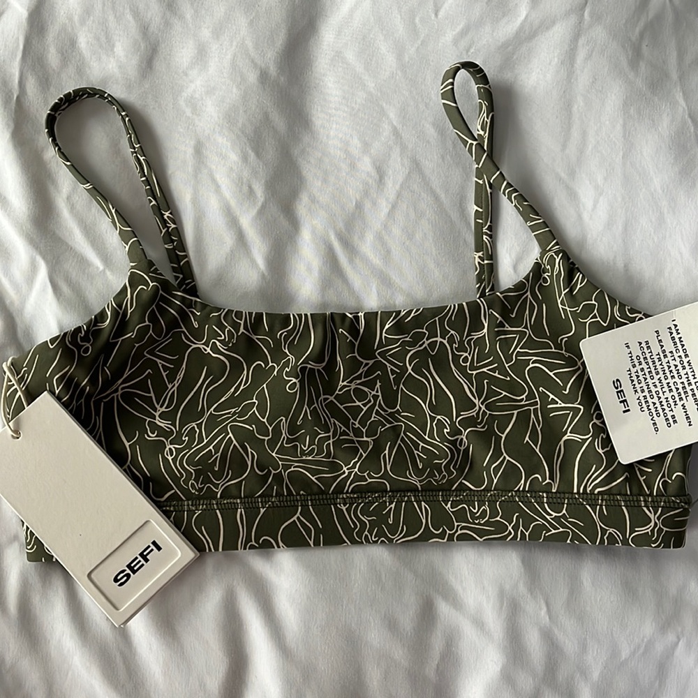 Olive Green Printed Sports Bra